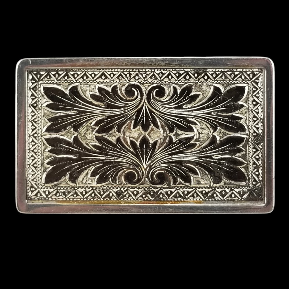 Vintage Western Style Engraved Rectangular Belt B… - image 2